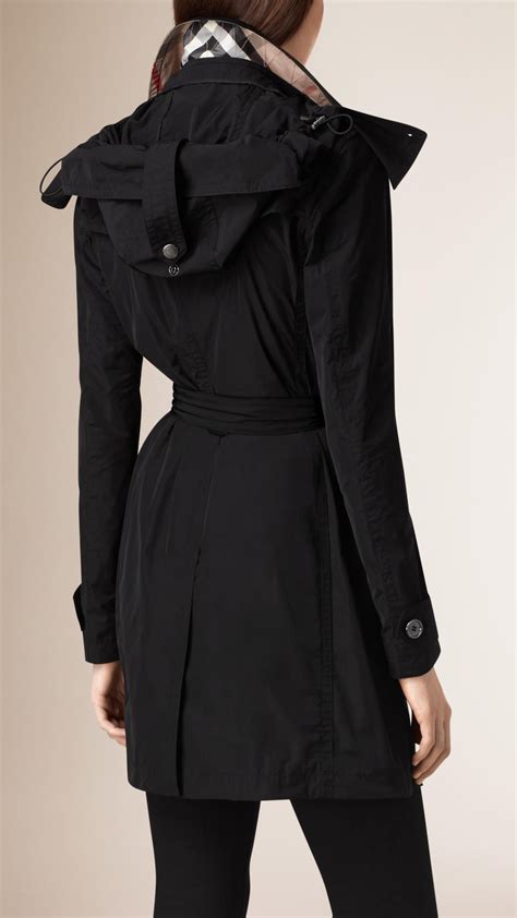 women's trench coat with hood and removable lining|black hooded trench coat women.